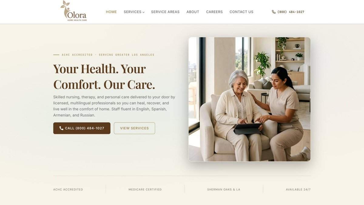 Olora Home Health Care website