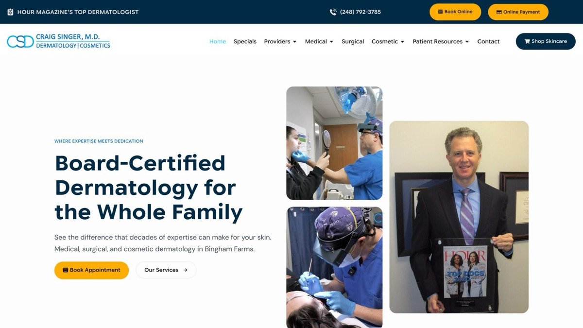Craig Singer MD Dermatology website
